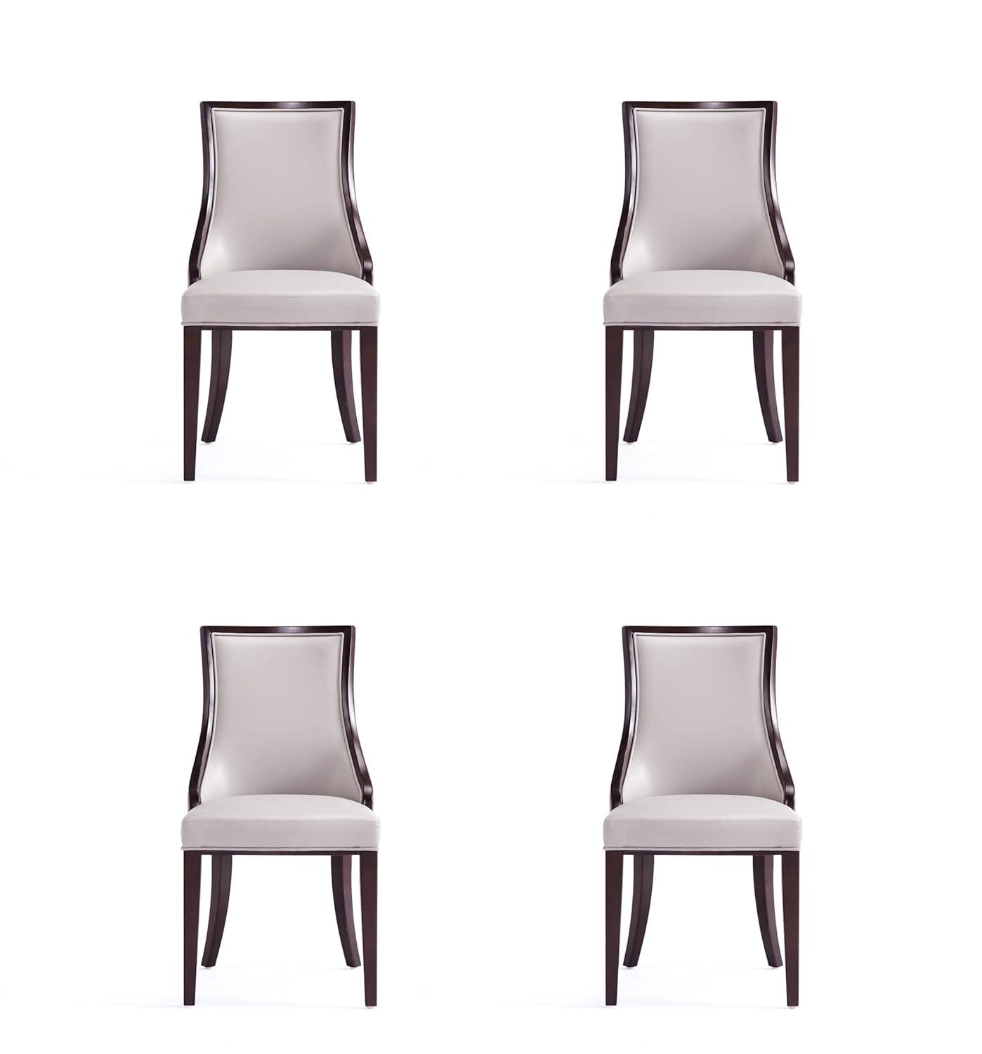 Manhattan Comfort Grand 18.5" Faux Leather Dining Chair in Gray (Set of 4)