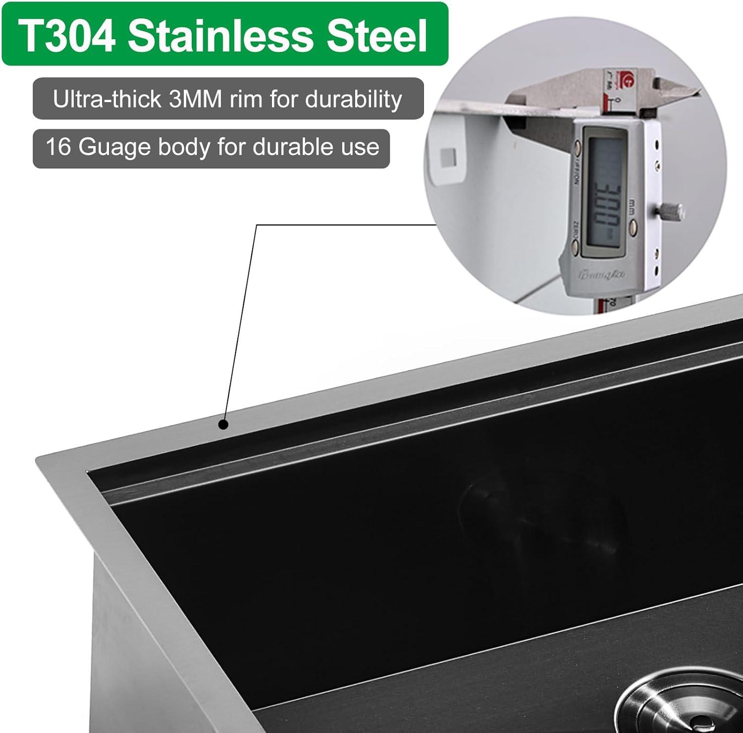 Black Farmhouse Sink 33 Inch - VALISY 33x22 Apron Front Farmhouse Kitchen Sink 16 Gauge Stainless Steel Undermount Ledge Workstation Deep Single Bowl Luxury Rustic Farm Sink with All Accessories