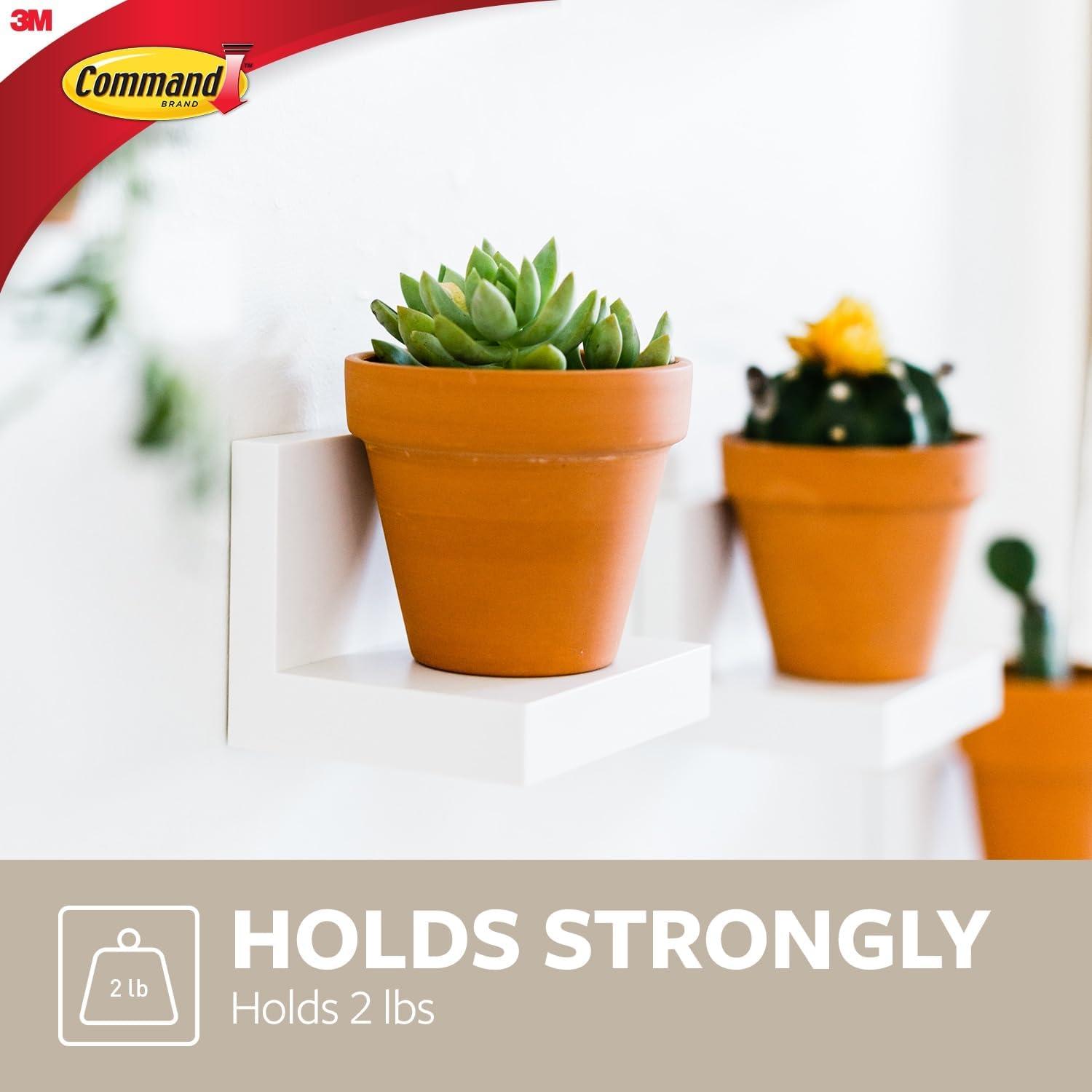 Command Display Ledges White: Floating Wall Shelf Set, 2 Picture Ledges, Off-White, Plastic, No Tools Needed