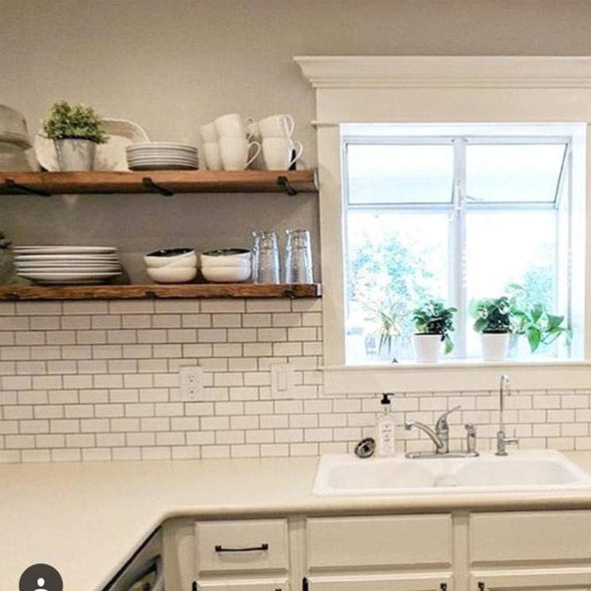 Shelf Brackets 8 Inch, Heavy Duty Black Metal Floating Shelf Bracket, Rustic Farmhouse Decorative Iron L Bracket with Lip/Hook, J Brackets Wall Angel Corner Brace for Wood Shelves - 6 Pack