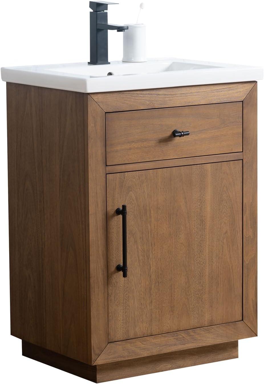 24'' Free Standing Single Bathroom Vanity with Ceramic Top