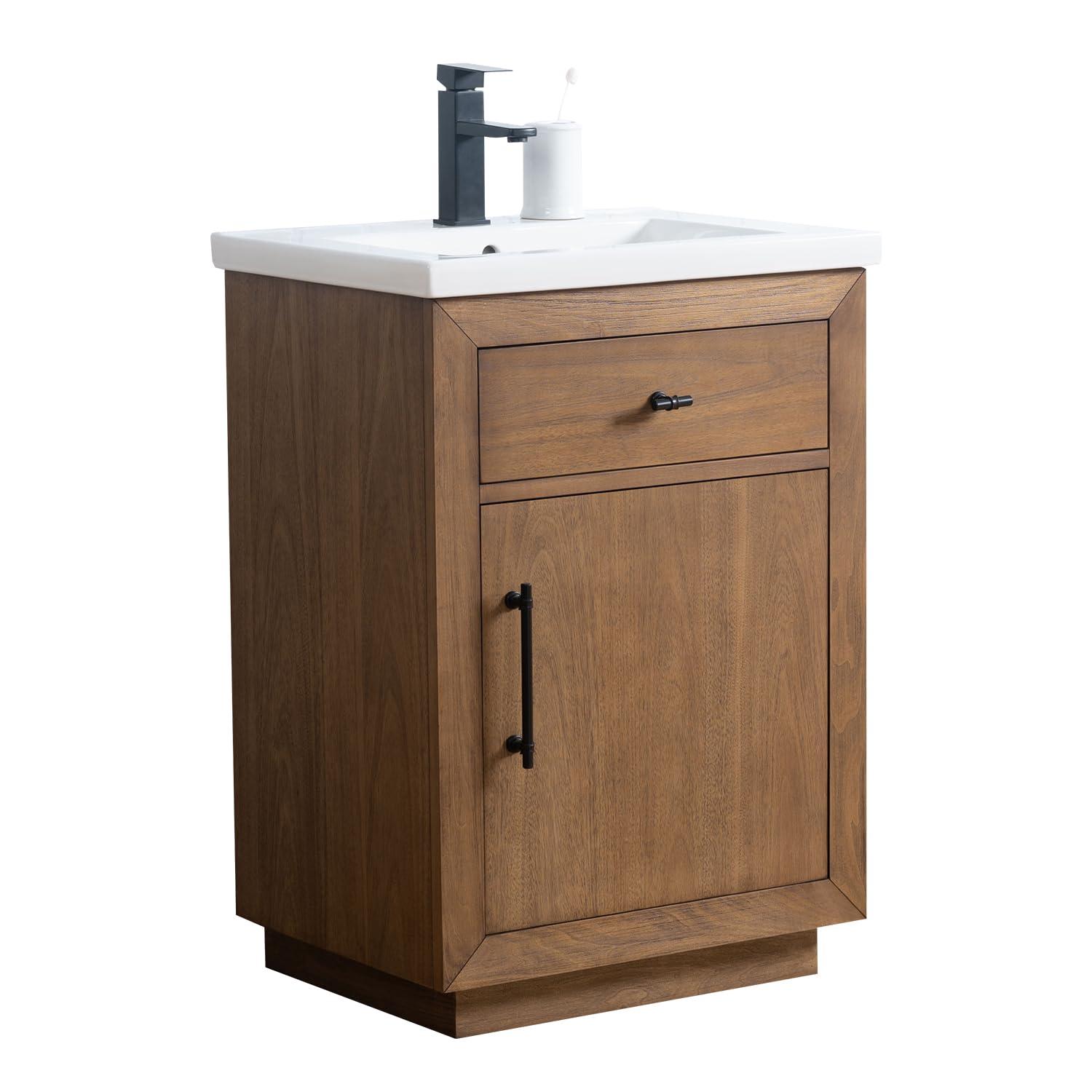 24'' Free Standing Single Bathroom Vanity with Ceramic Top
