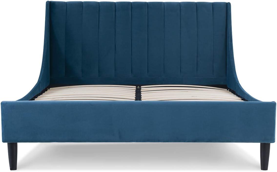 Sandy Wilson Home Aspen Tufted Headboard Platform Bed Queen Satin Teal Velvet