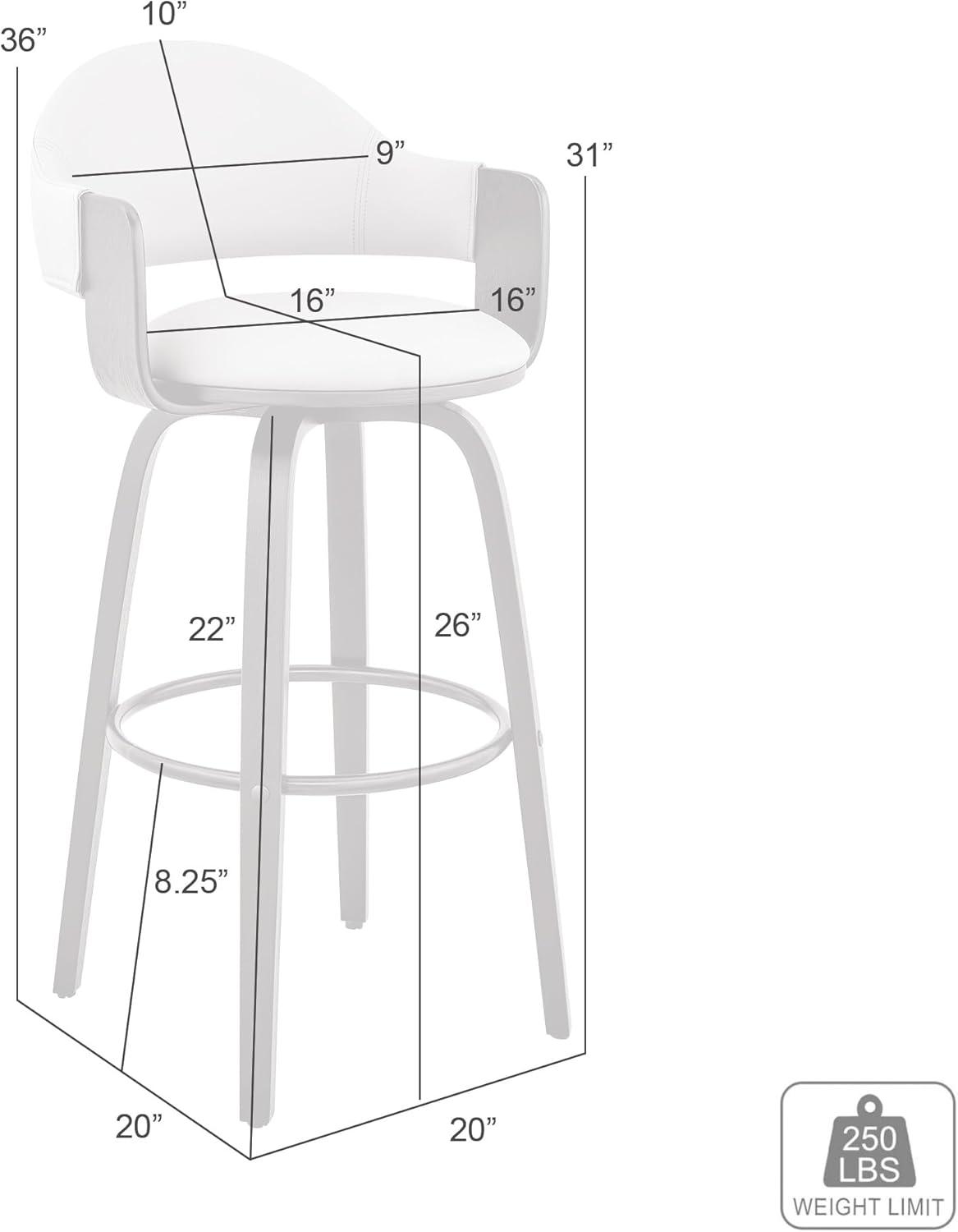 Armen Living 26" Daxton Counter Height Barstool with Cream Faux Leather Seat Walnut Finish Frame: Swivel, Footrest, Upholstered