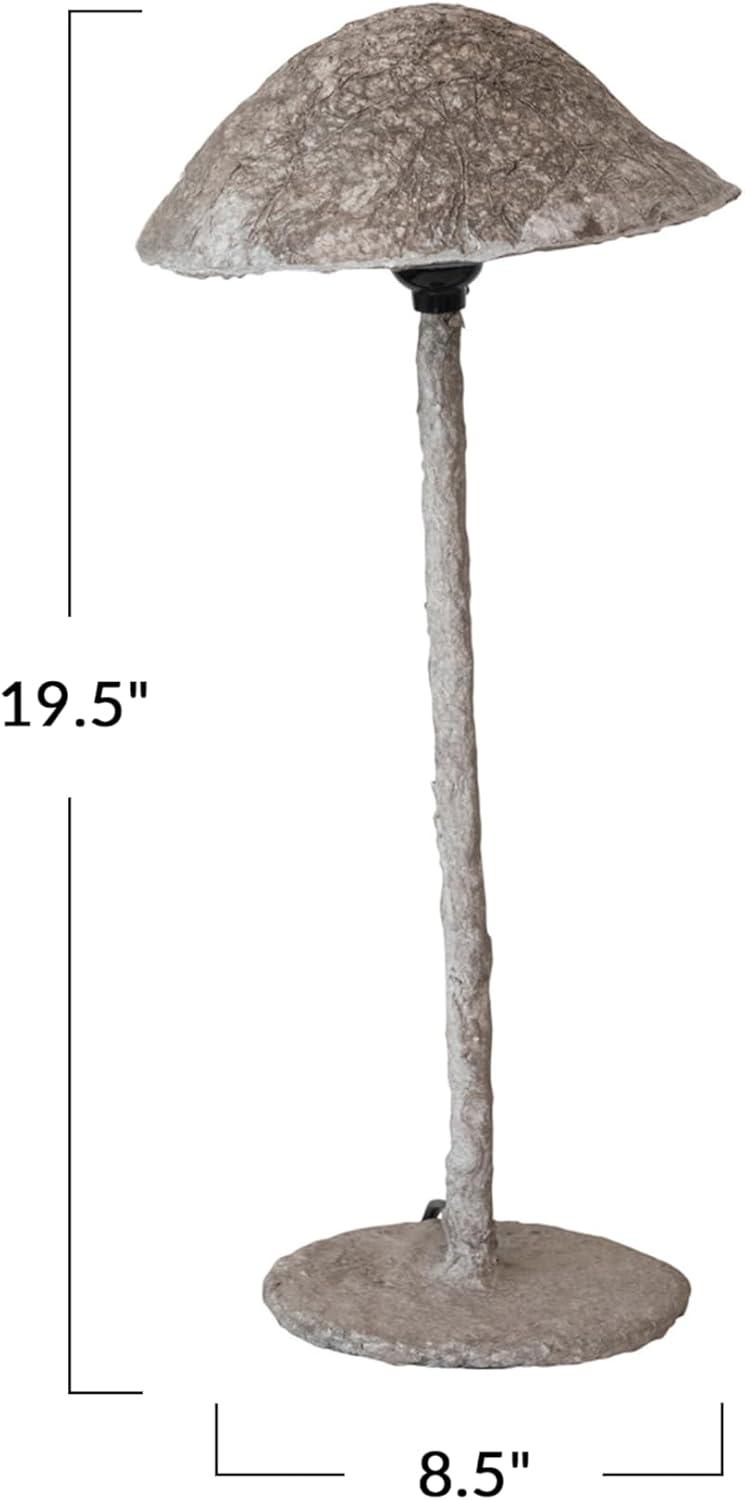 Creative Co-Op Handmade Paper Mache and Metal Mushroom Table Lamp, Grey