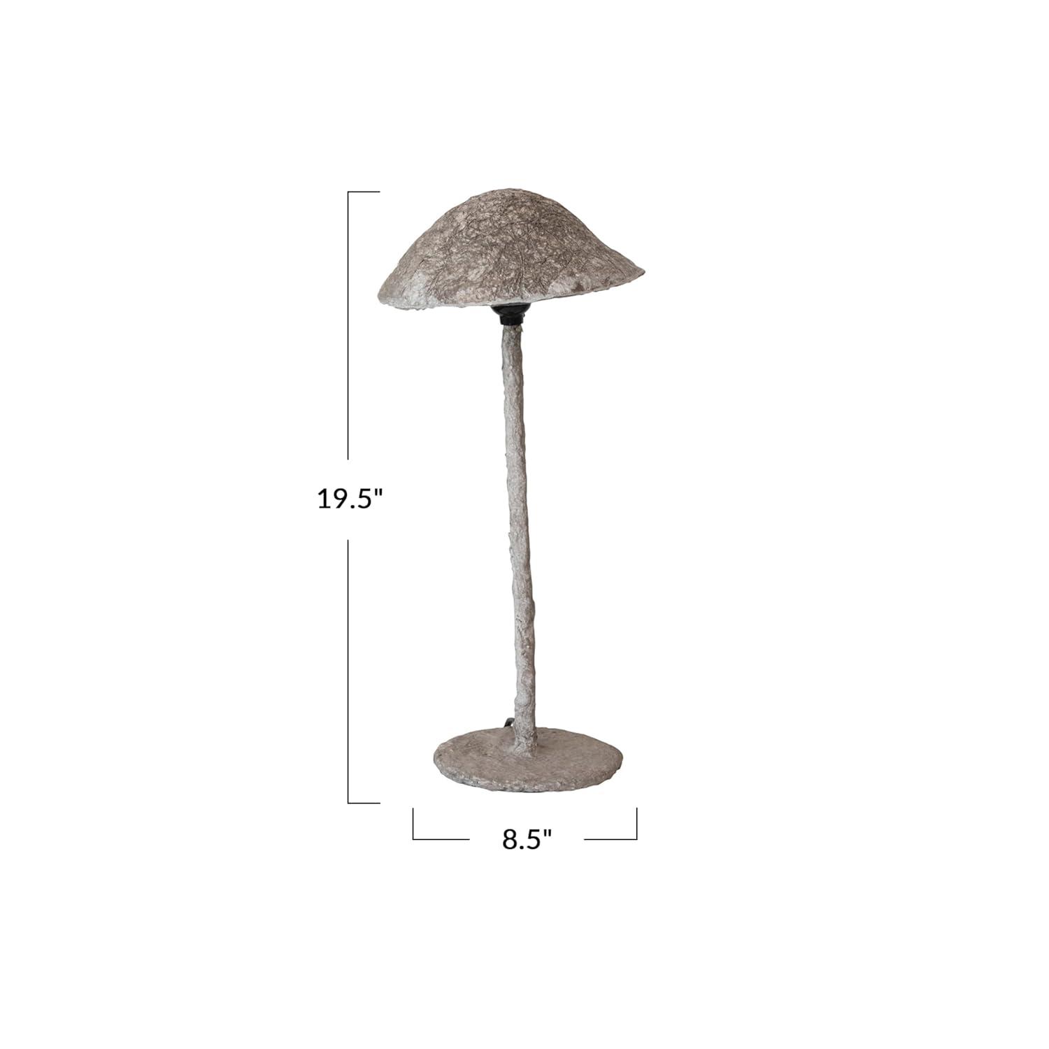 Creative Co-Op Handmade Paper Mache and Metal Mushroom Table Lamp, Grey