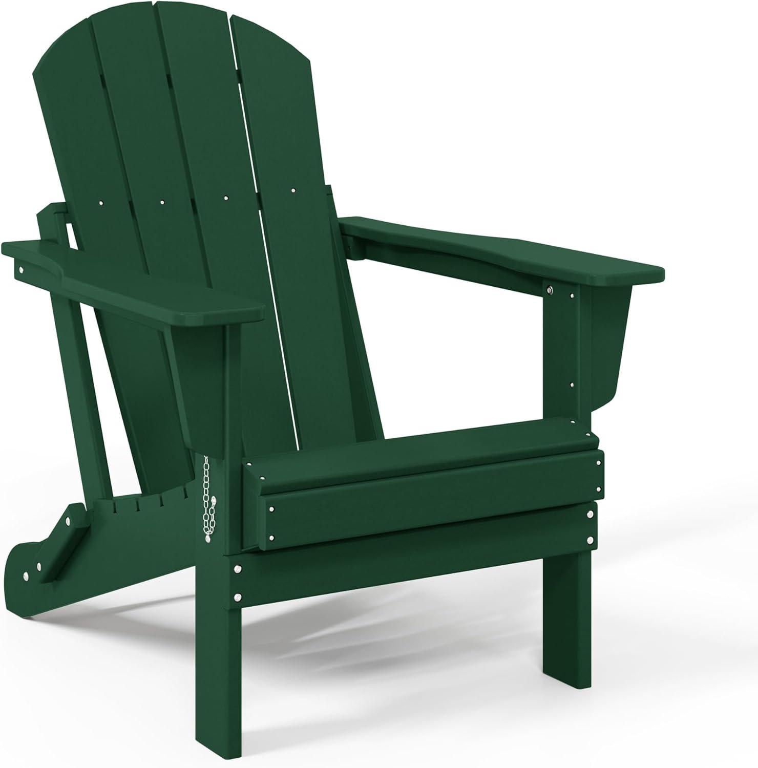 WestinTrends Malibu HDPE Outdoor Patio Folding Adirondack Chair (Set of 4), Dark Green