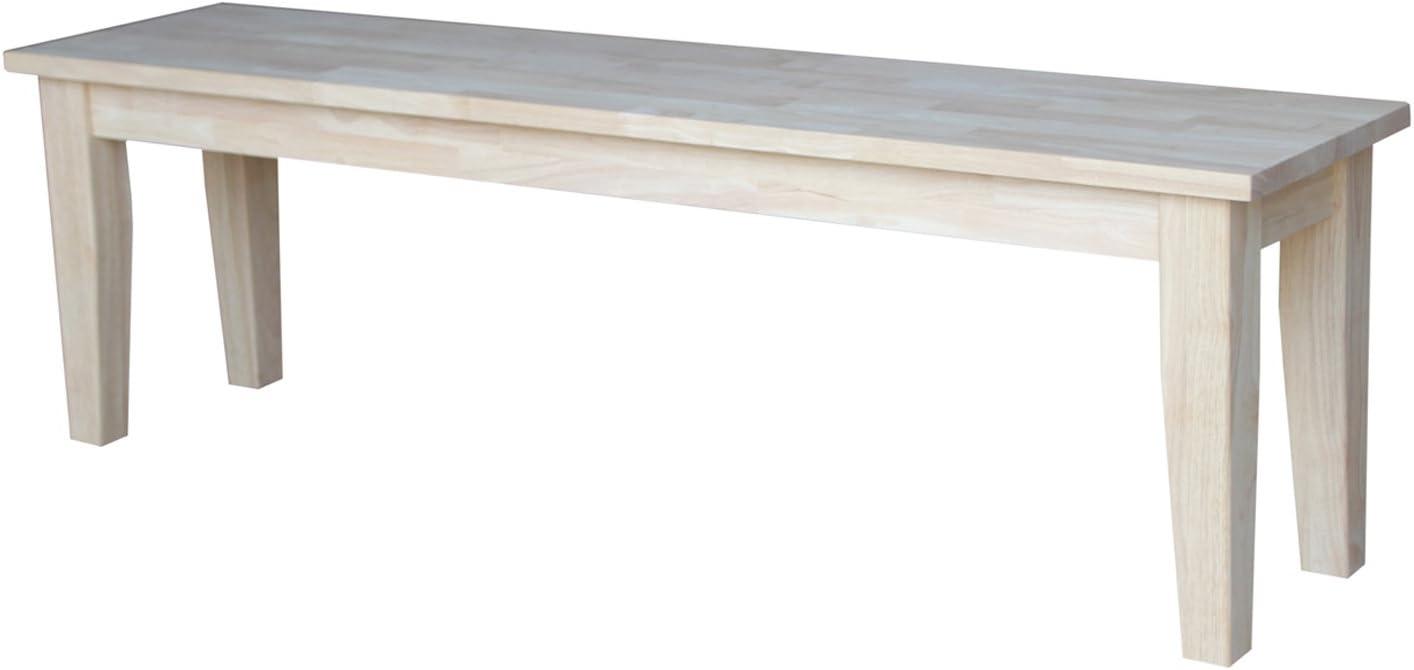 60" Shaker Style Bench Unfinished - International Concepts: Solid Parawood, Rectangle, 400lb Capacity