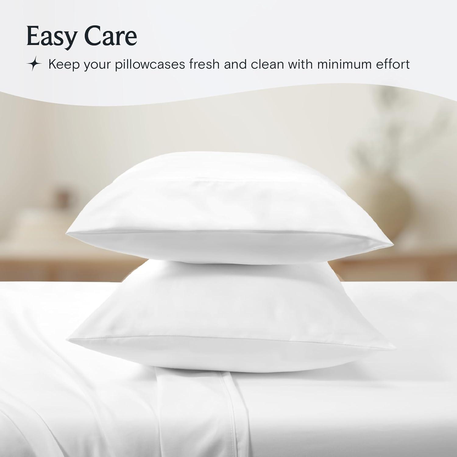 2PC Rayon From Bamboo Solid Performance Pillowcase Set - Luxclub