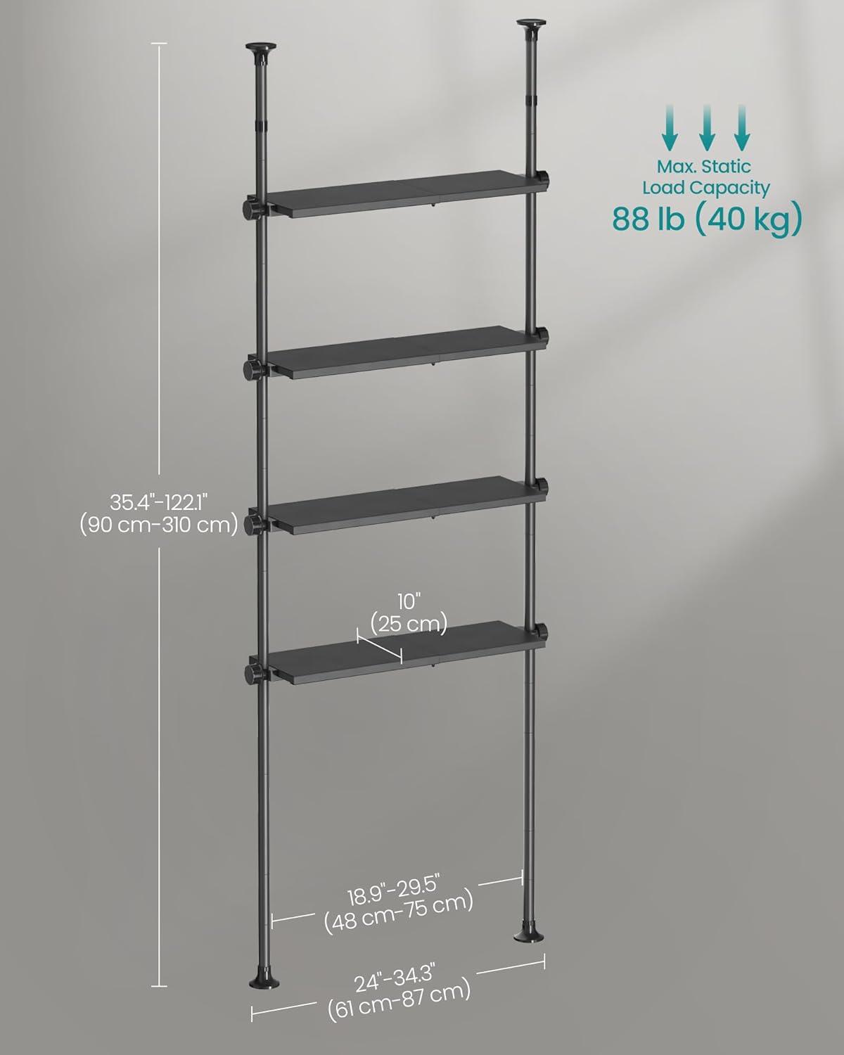 Ink Black Adjustable Over-the-Toilet 4-Tier Storage Shelf