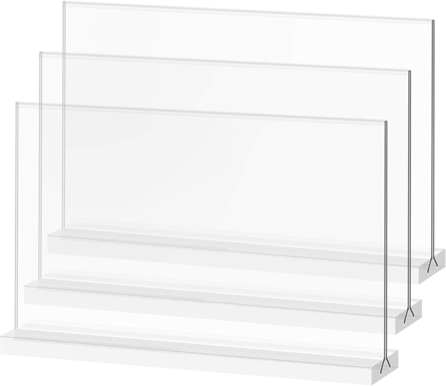 Clear Acrylic Double-Sided T-Shape Sign Holders, 3 Pack