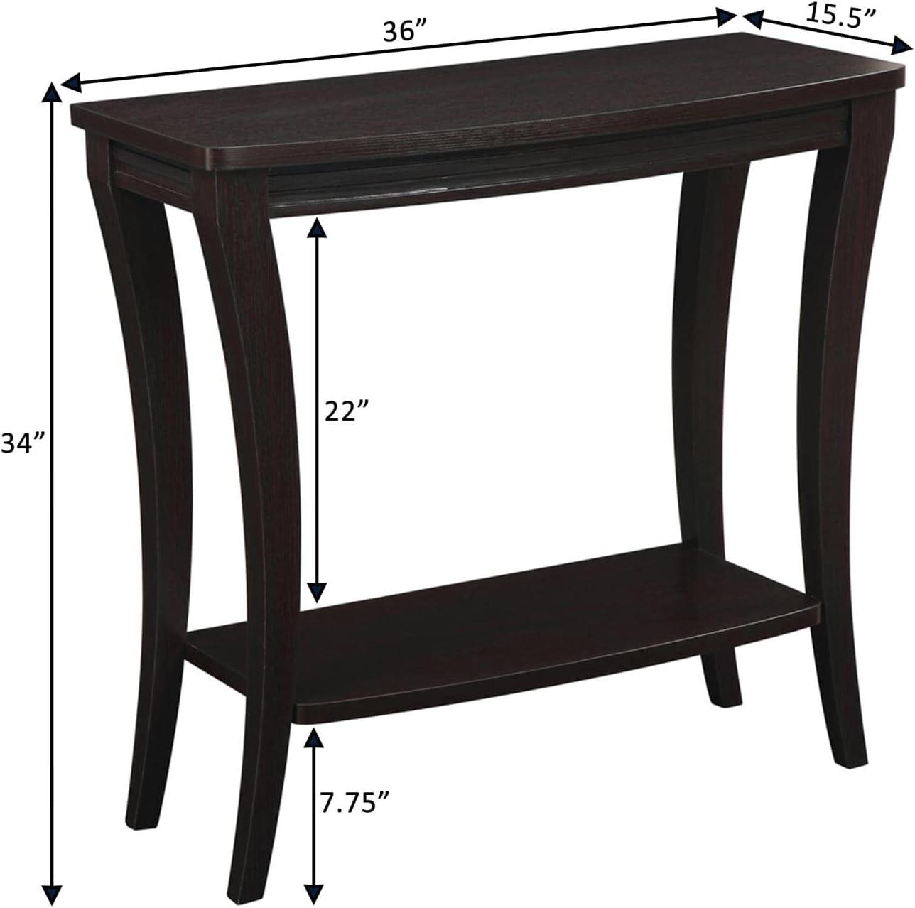 Convenience Concepts Newport Console Table with Shelf, Espresso