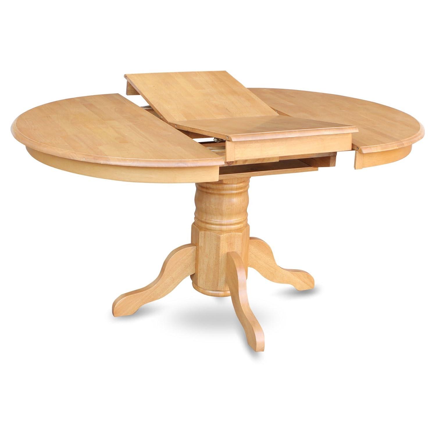 East West Furniture AVT-OAK-TP a Pedestal Oval Table with 18" Butterfly leaf, Oak