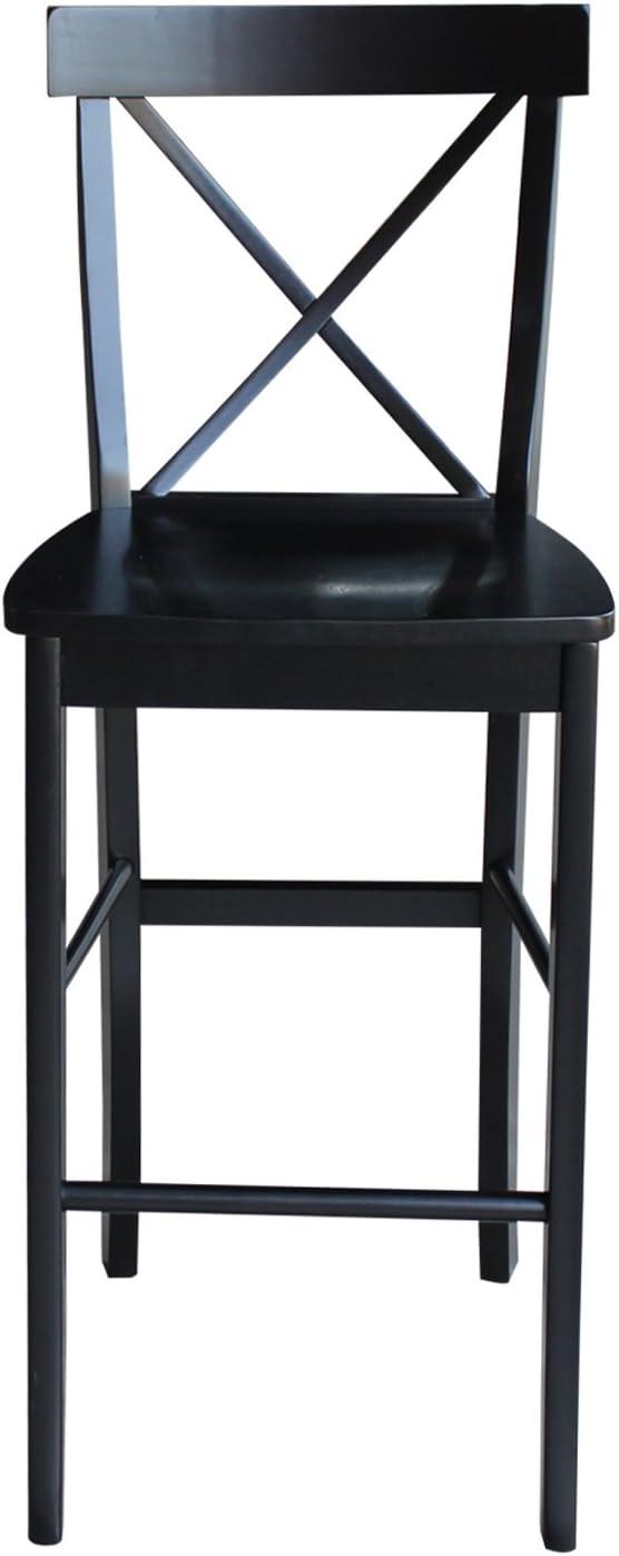 30" Torino X Back Wood Barstool - Black - Linon: Solid Rubberwood, Unupholstered, Armless