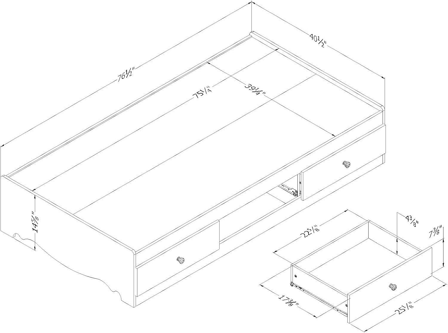 Crystal Twin Mate's Bed with Storage