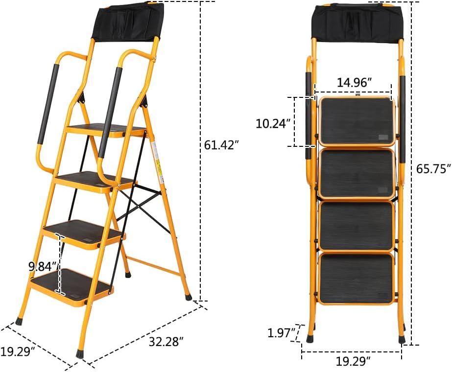 Ktaxon 3 Step Ladder, Portable Lightweight Step Stool, for Household, Office, Garage, Iron