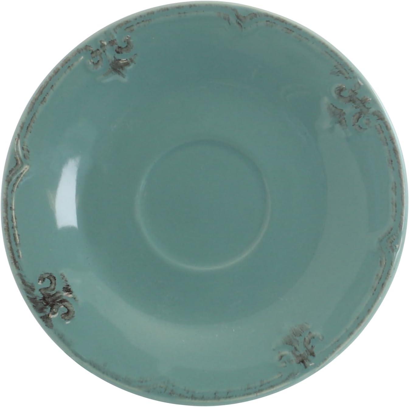 Elama Fleur De Lys 20-Piece Dinnerware Set in Turquoise