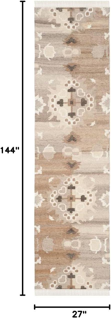 Natural Kilim NKM318 Hand Woven Runner Rug - Grey/Multi - 2'3"x12' - Safavieh.