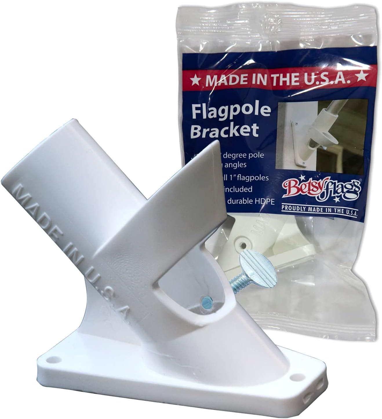 White HDPE 2-Position Flagpole Bracket with Mounting Hardware