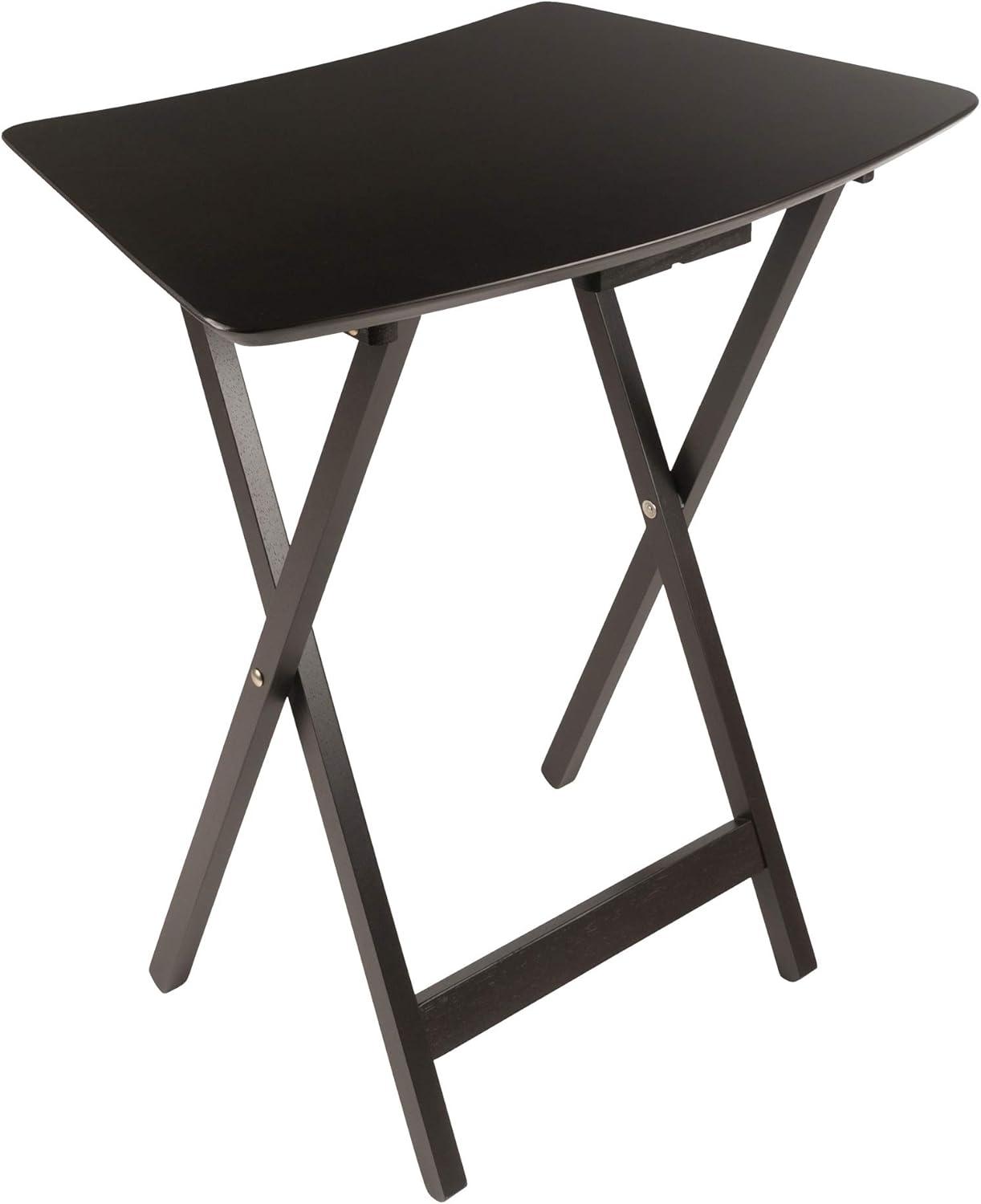 5pc Anila Fan Shape Snack Table Coffee - Winsome: Solid Wood Folding Tables, Beveled Edges, Storage Rack