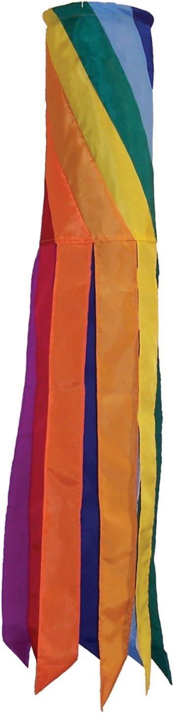 In the Breeze 4153 — Rainbow Diagonal Windsock, 60-Inch, Colorful Outdoor Decoration