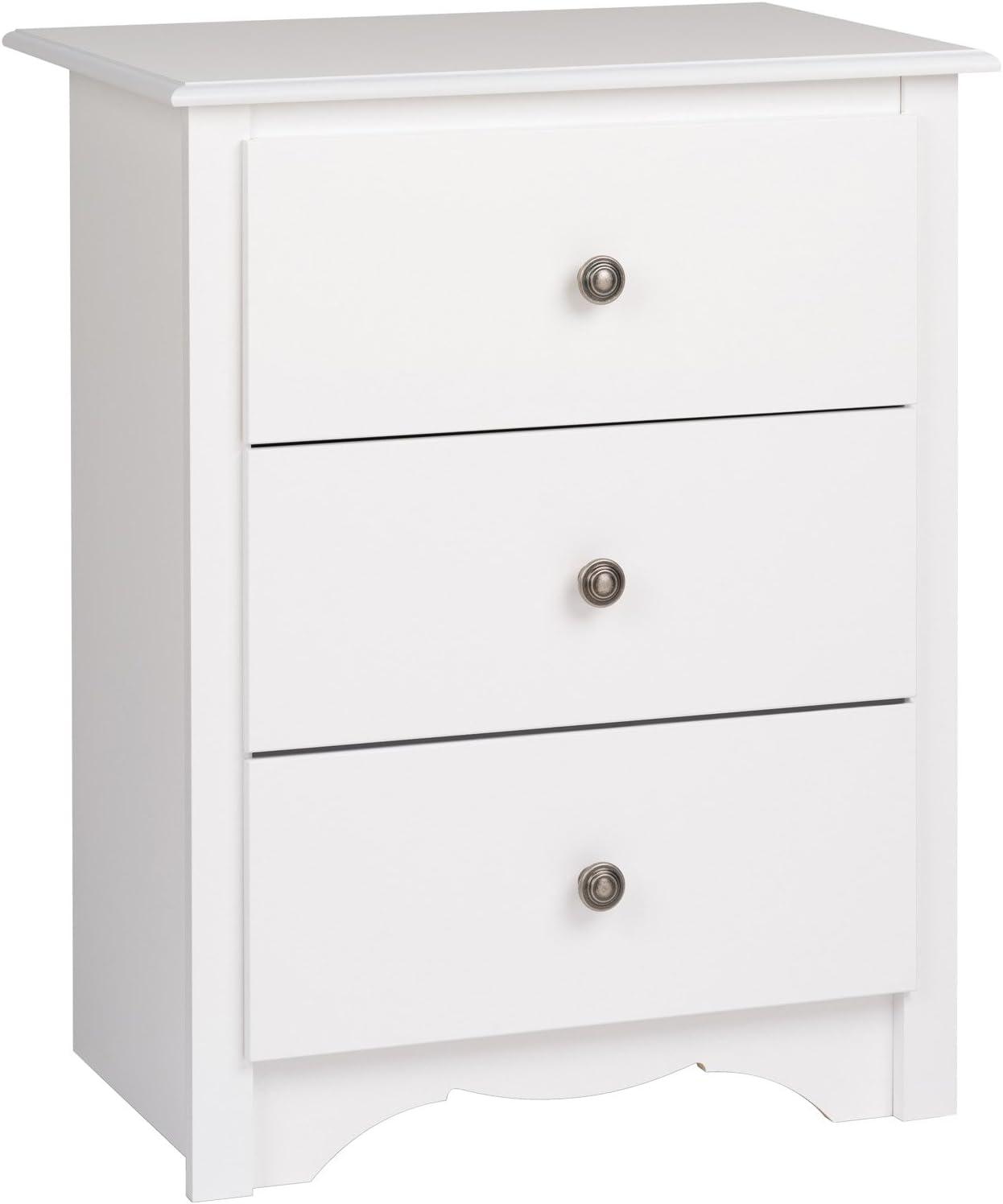 Monterey White 3-Drawer Nightstand with Pewter Knobs - 35.5"