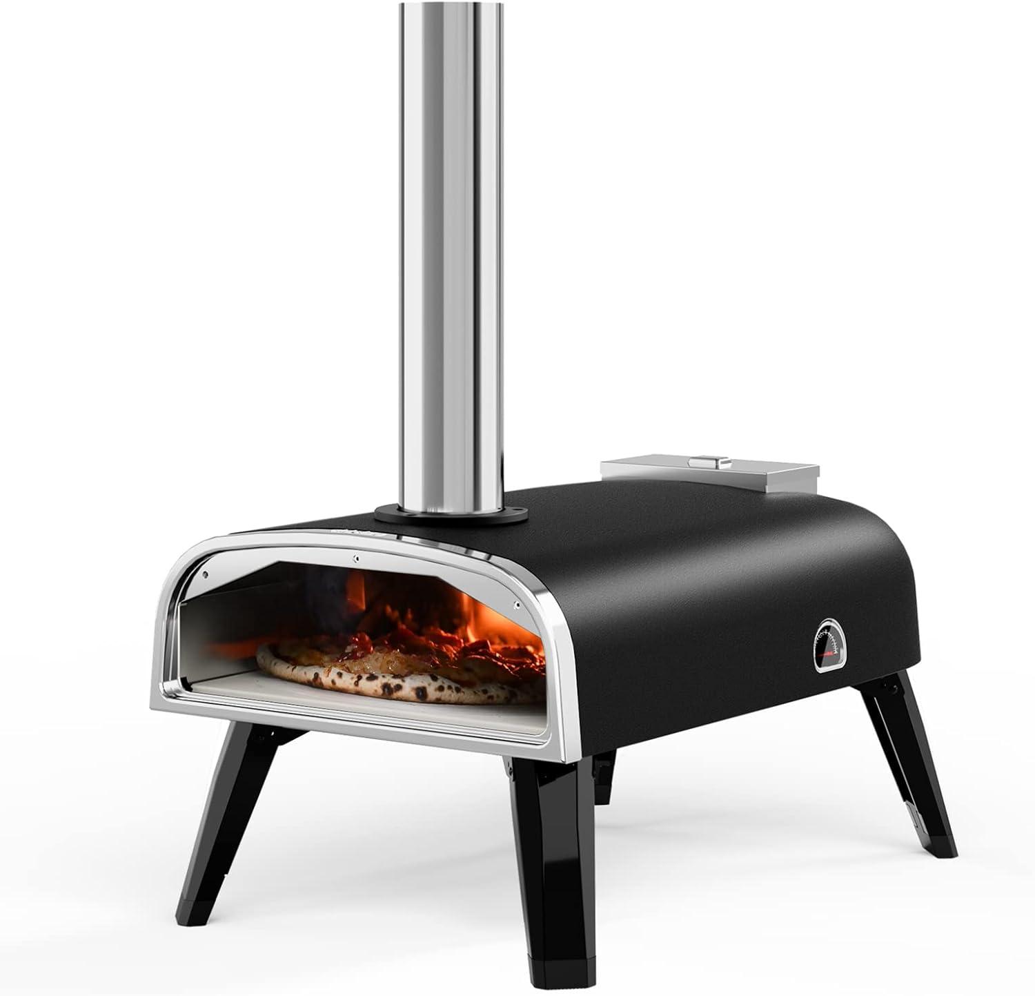 Portable Black Stainless Steel Wood Pellet Pizza Oven