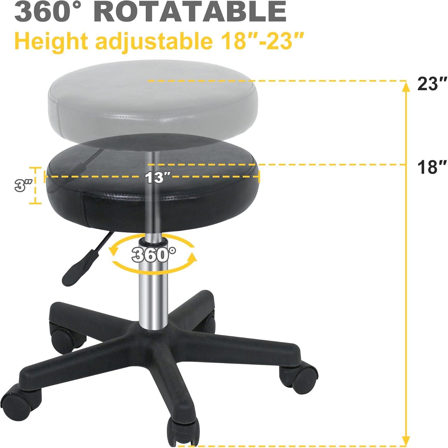 Adjustable Black PVC Leather Hydraulic Rolling Stool