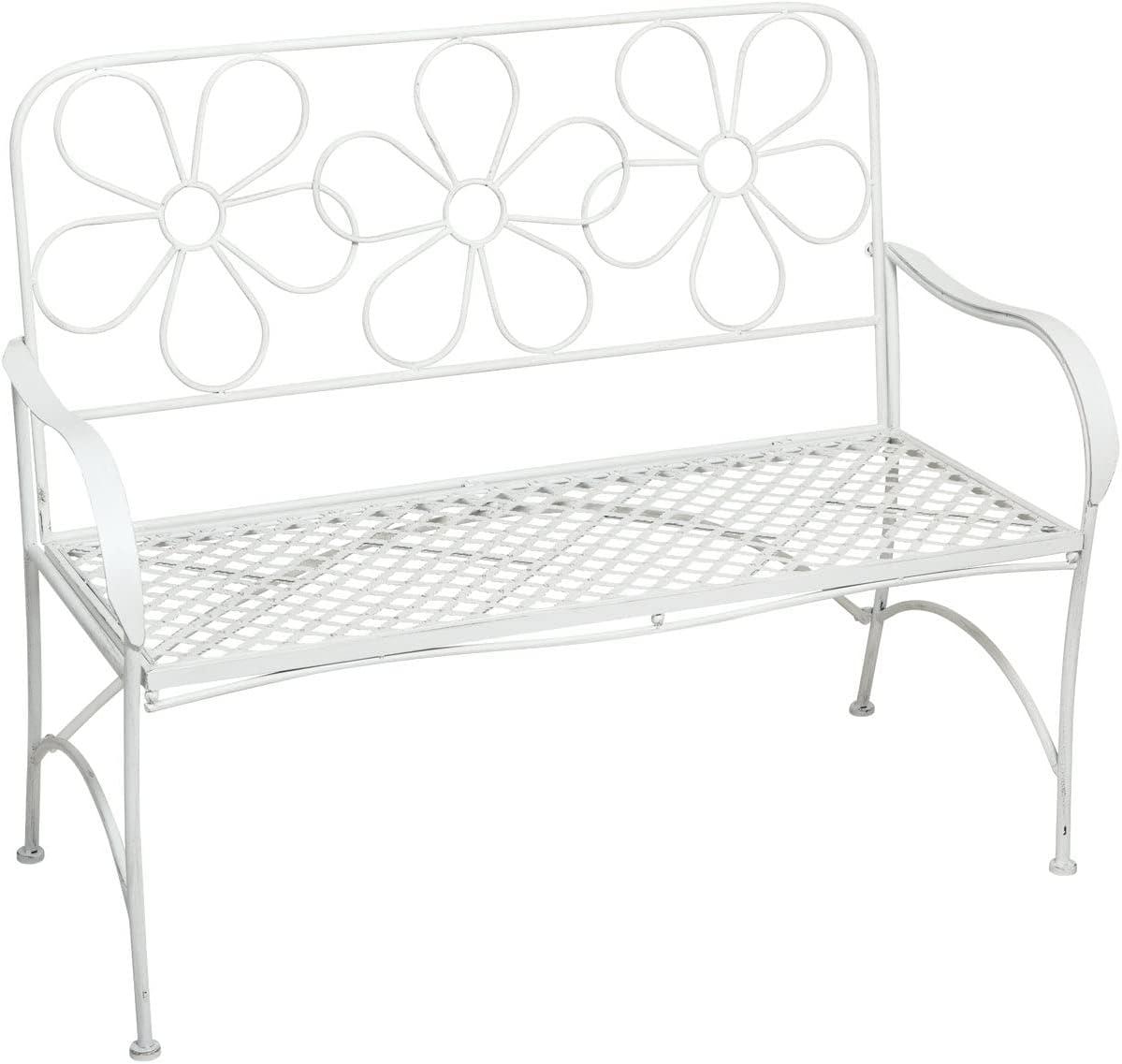 36" x 45" Daisy Metal Garden Bench White - Alpine Corporation