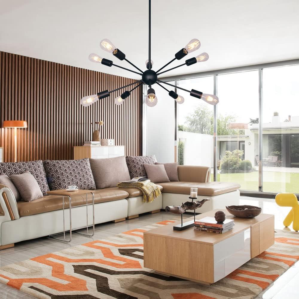 Black Metal 10-Light Sputnik Sphere Chandelier