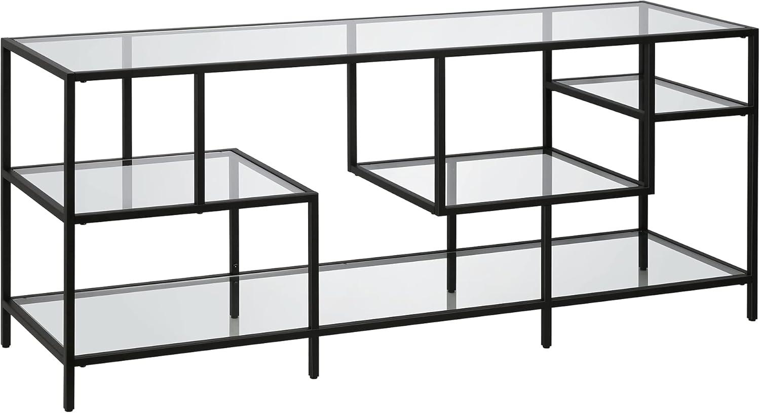 Black Bronze TV Stand with Glass Shelves - Henn&Hart