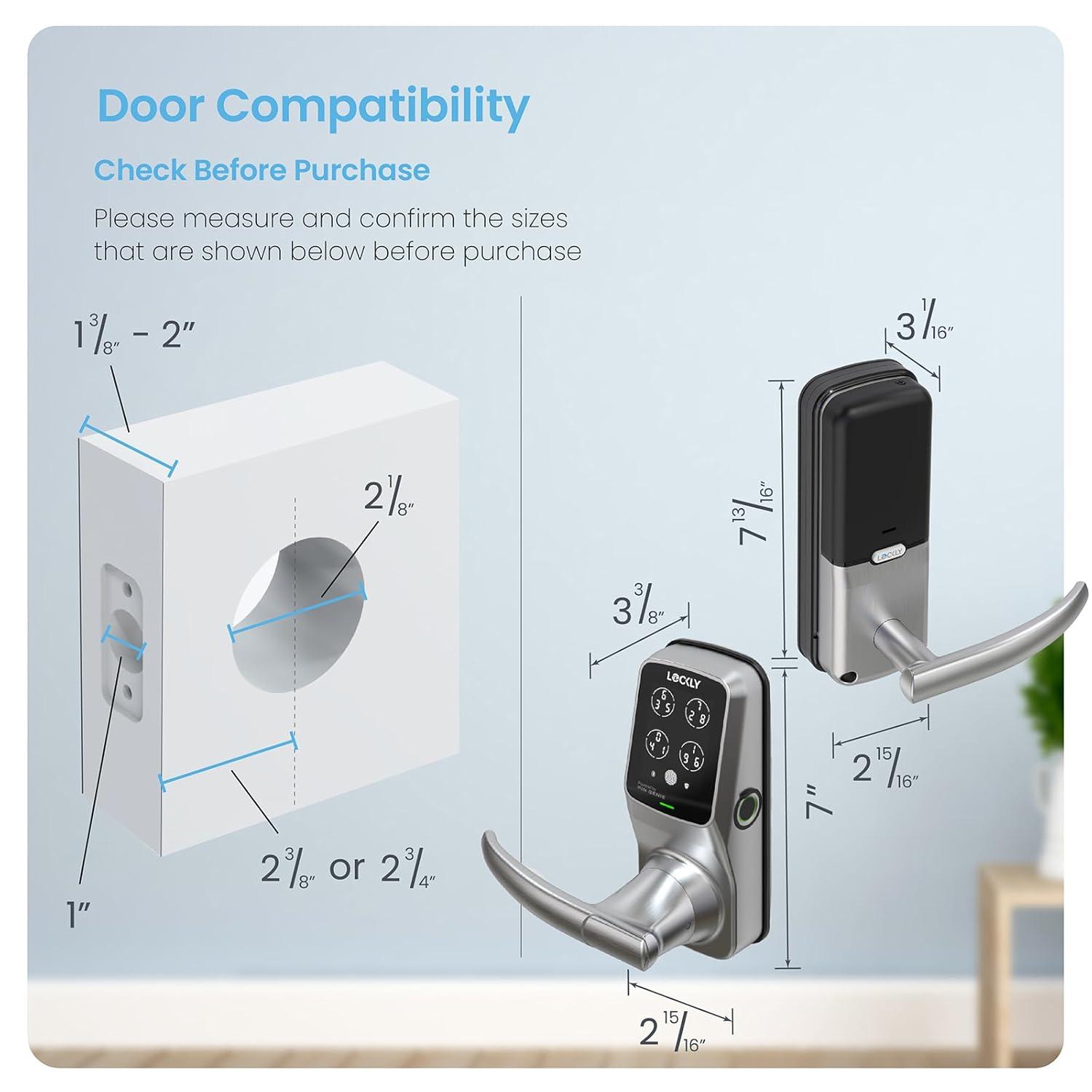 Lockly Secure Plus Bluetooth Smart Door Lock, Keyless Entry with PIN Genie® Digital Keypad, 3D Biometric Fingerprint Sensor Front Door Lock with Handle, Voice Control & Auto Lock - Latch Edition