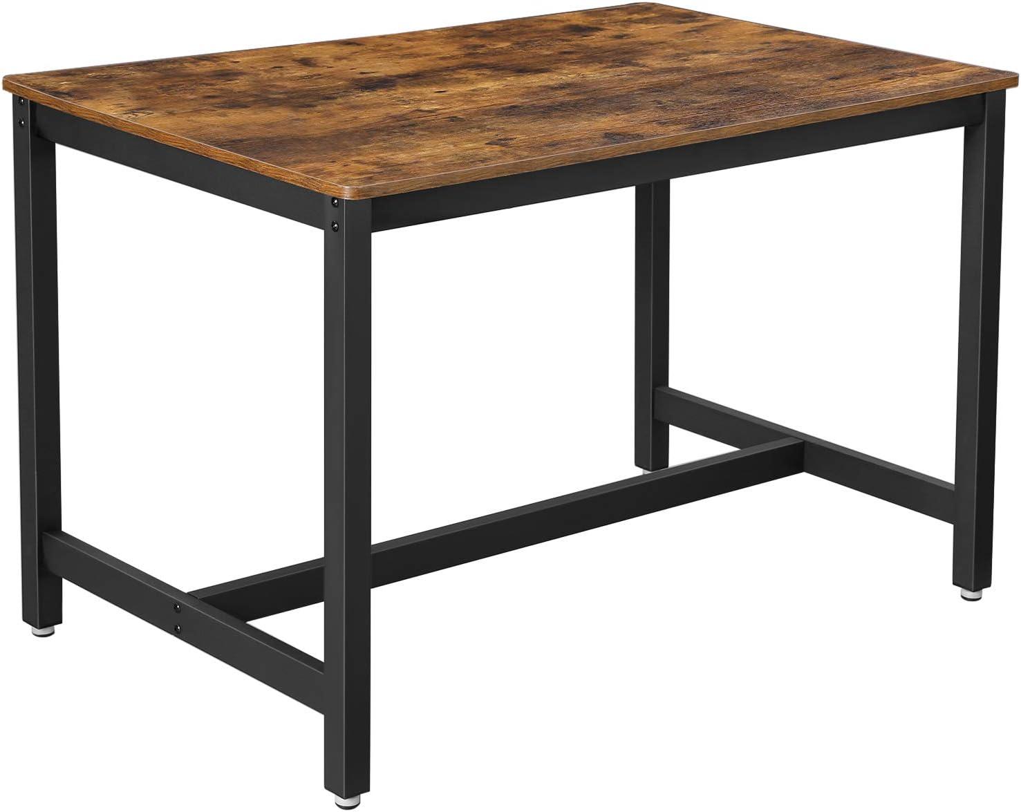 Rustic Brown Wood and Metal Dining Table