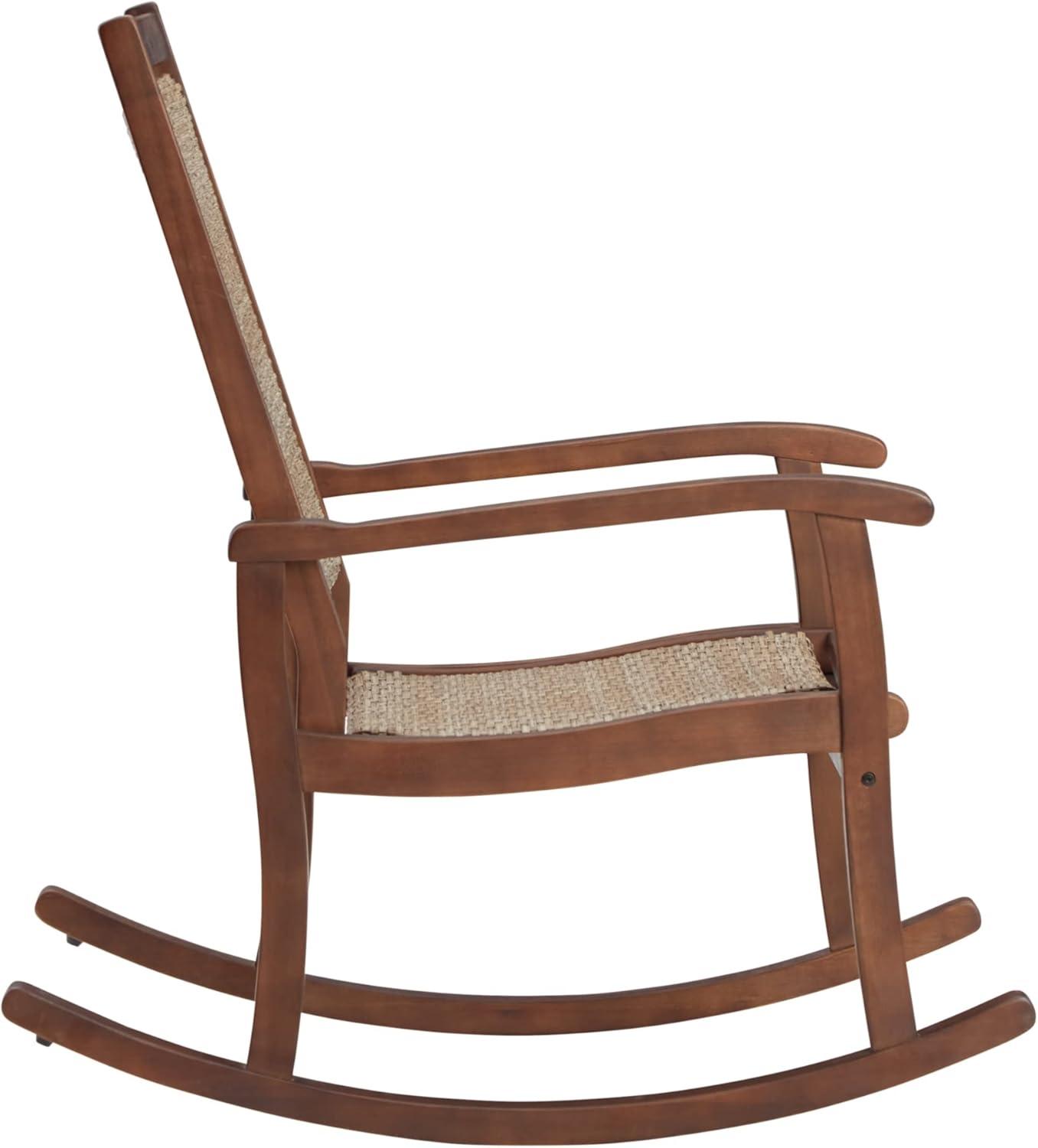 Transitional Eucalyptus Wood Rocker in Beige and Brown