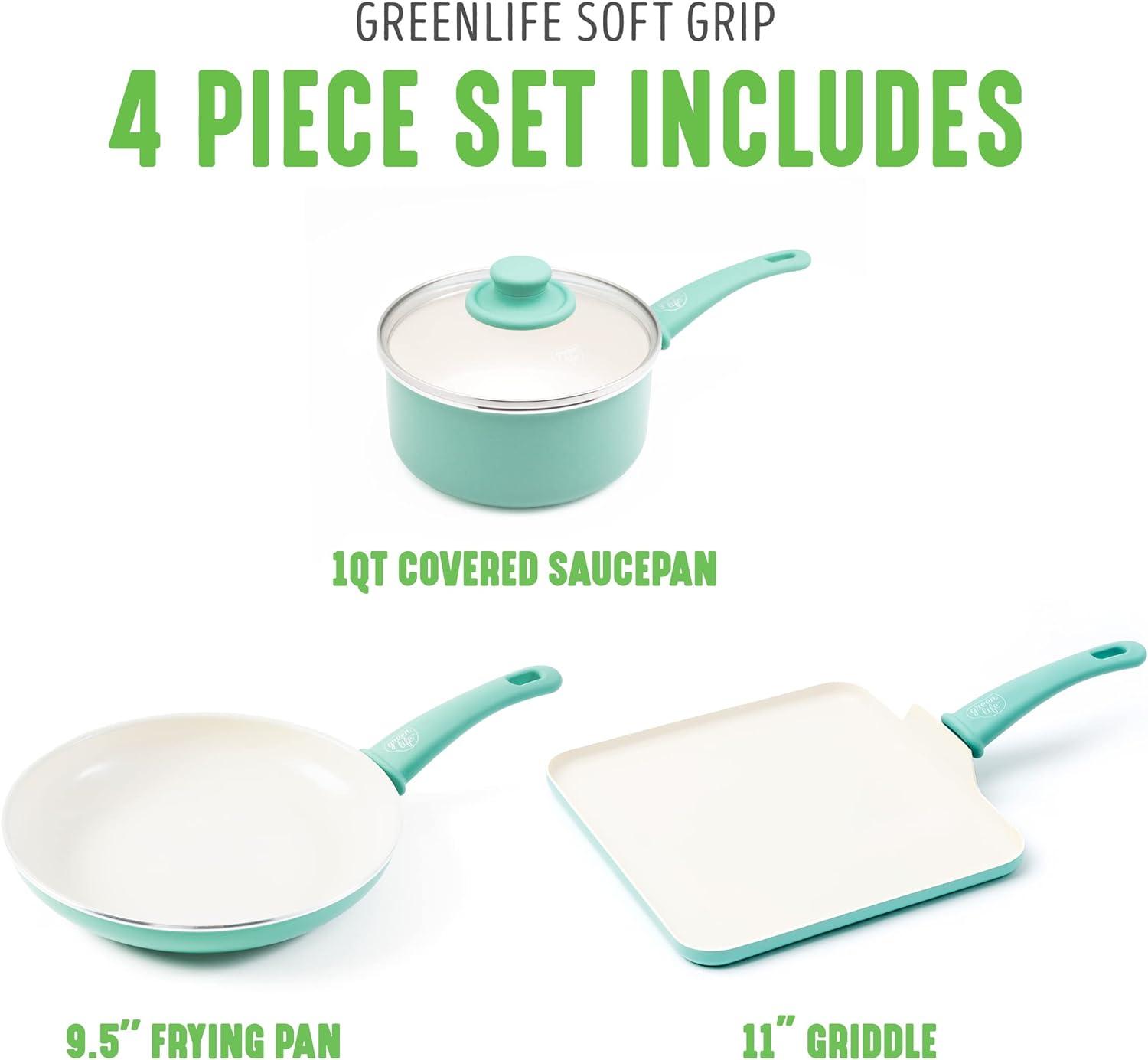 Turquoise Aluminum Nonstick 4-Piece Cookware Set with Glass Lid