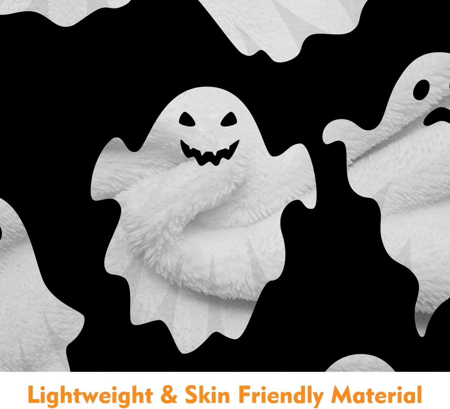 Muecwrye Halloween Blanket, Cute Halloween Spooky Black and White Throw Blanket, Lightweight Cozy Flannel Blanket, Fall Throw Blankets for Couch Sofa Bed Home Decorations, 50 X 60 Inch