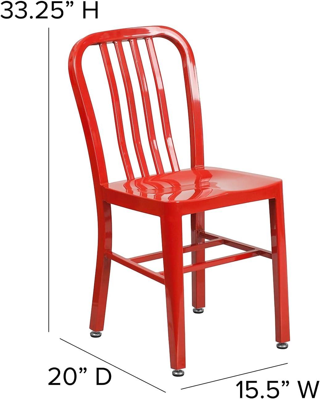 Stamford Red Steel Armless Indoor/Outdoor Dining Chair