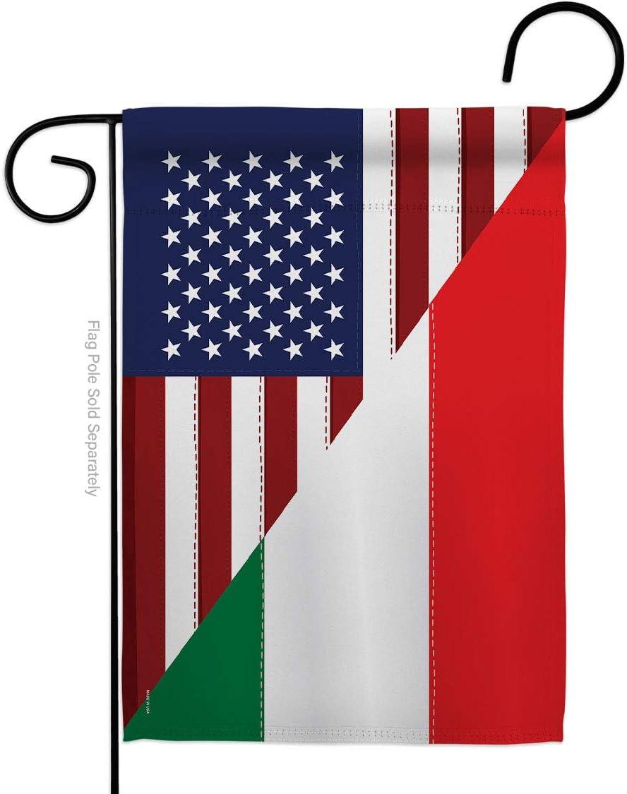 Patriotic US-Italian Friendship Rectangular Garden Flag