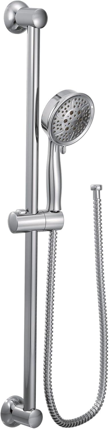 Chrome Adjustable Handheld Showerhead with Slide Bar and Hose