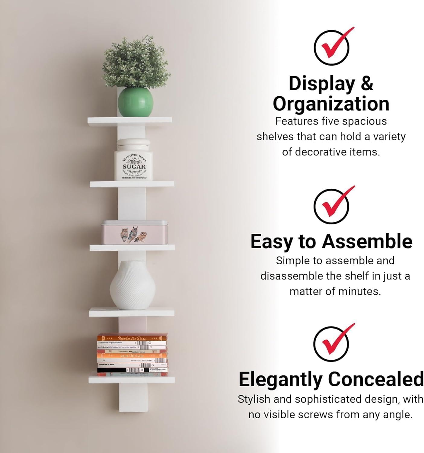 Spine Wall Book Shelves Stylish and Functional White - Proman Products