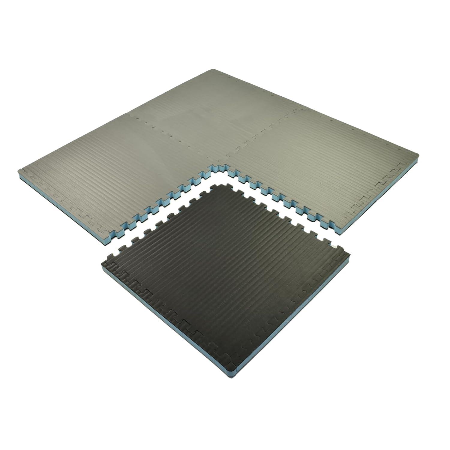 Greatmats Home BJJ MMA Puzzle Mats for Judo, Jiu Jitsu, Black/Gray Tatami finish 10 Pack, 2x2 ft x 1.5 inch