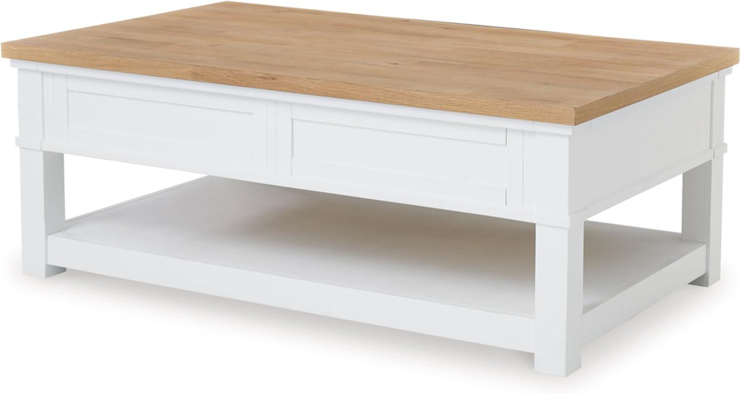 Signature Design by Ashley Ashbryn Rectangular 2 Drawer Coffee Table, White/Natural