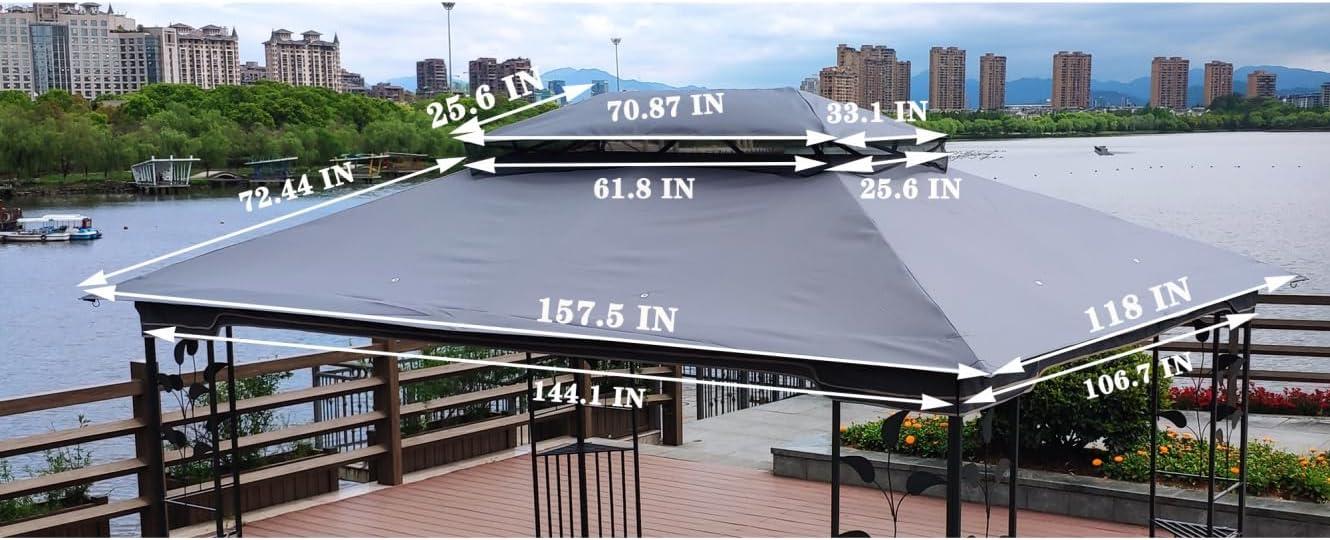 SHANRUGUOJI 13X10 Ft Patio Double Roof Gazebo Replacement Canopy Top Fabric