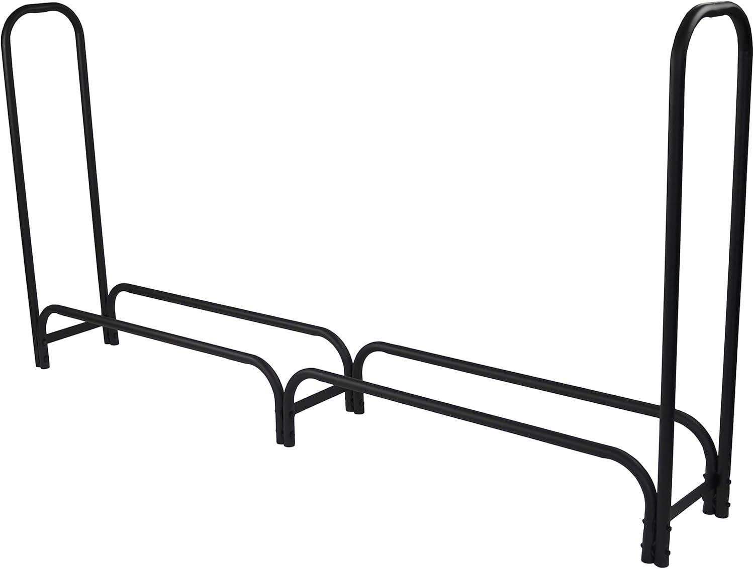 Heavy Duty Black Steel 8-Foot Log Rack with Cover