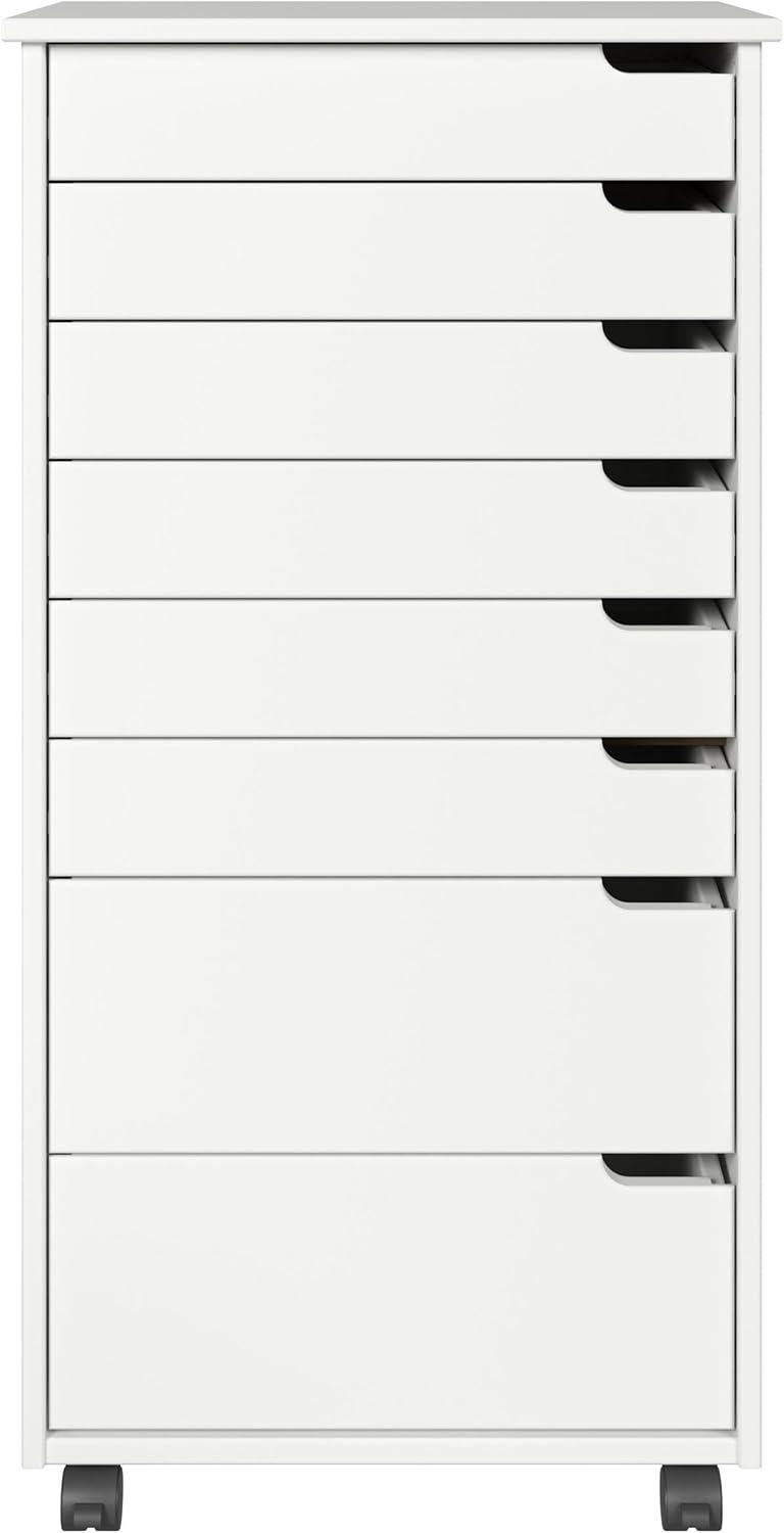 Adeptus Original Euro Roll Cart, Solid Wood, 6+2 Drawer Extra Wide Drawers Roll Carts, White