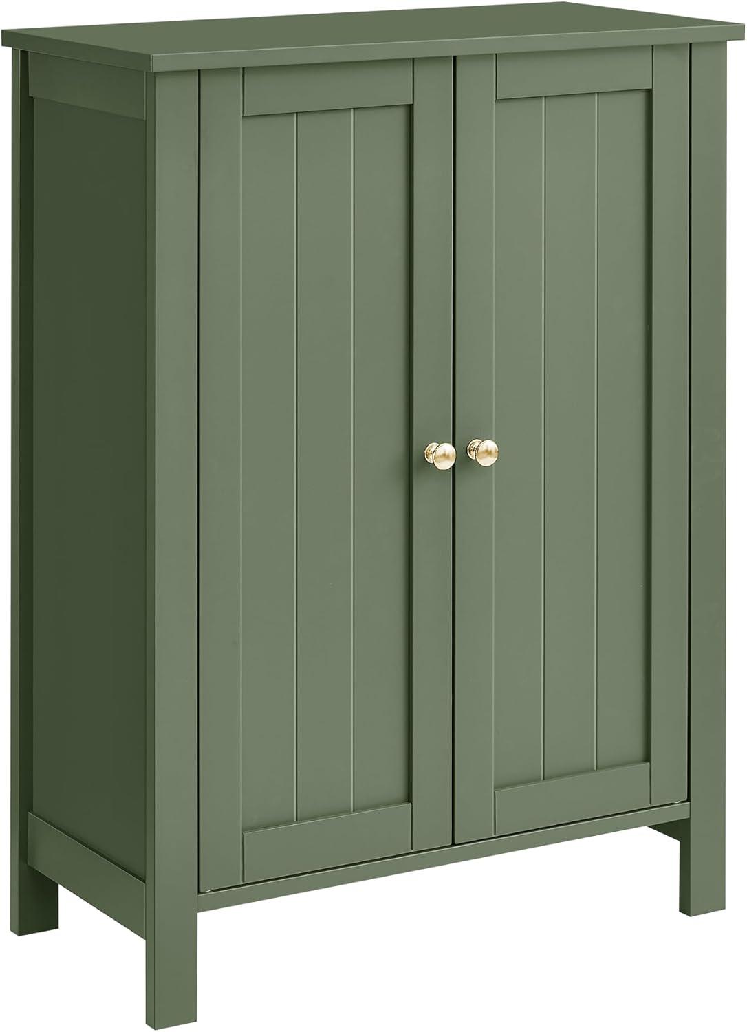 Bathroom Floor Storage Cabinet, Bathroom Storage Unit with 2 Adjustable Shelves, Bathroom Cabinet Freestanding, 11.8 x 23.6 x 31.5 Inches, Forest Green UBCB060C01