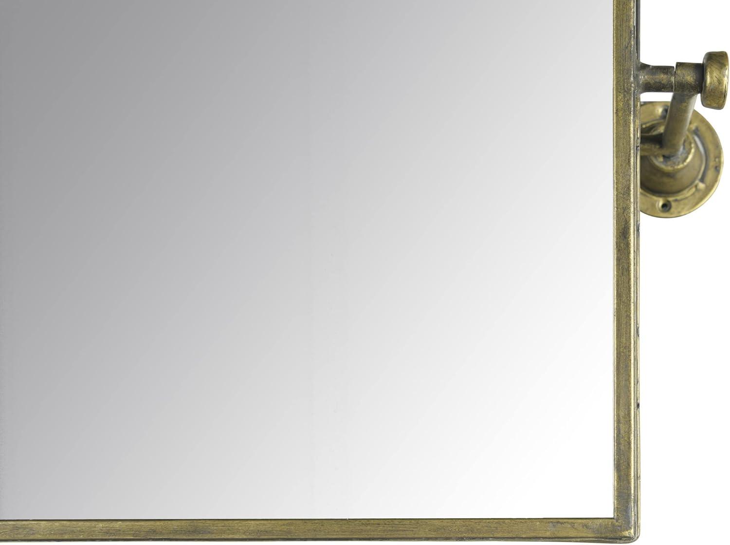 26.5" Metal Swivel Wall Mirror Brass - Storied Home: Large, Rectangular, No Assembly Required