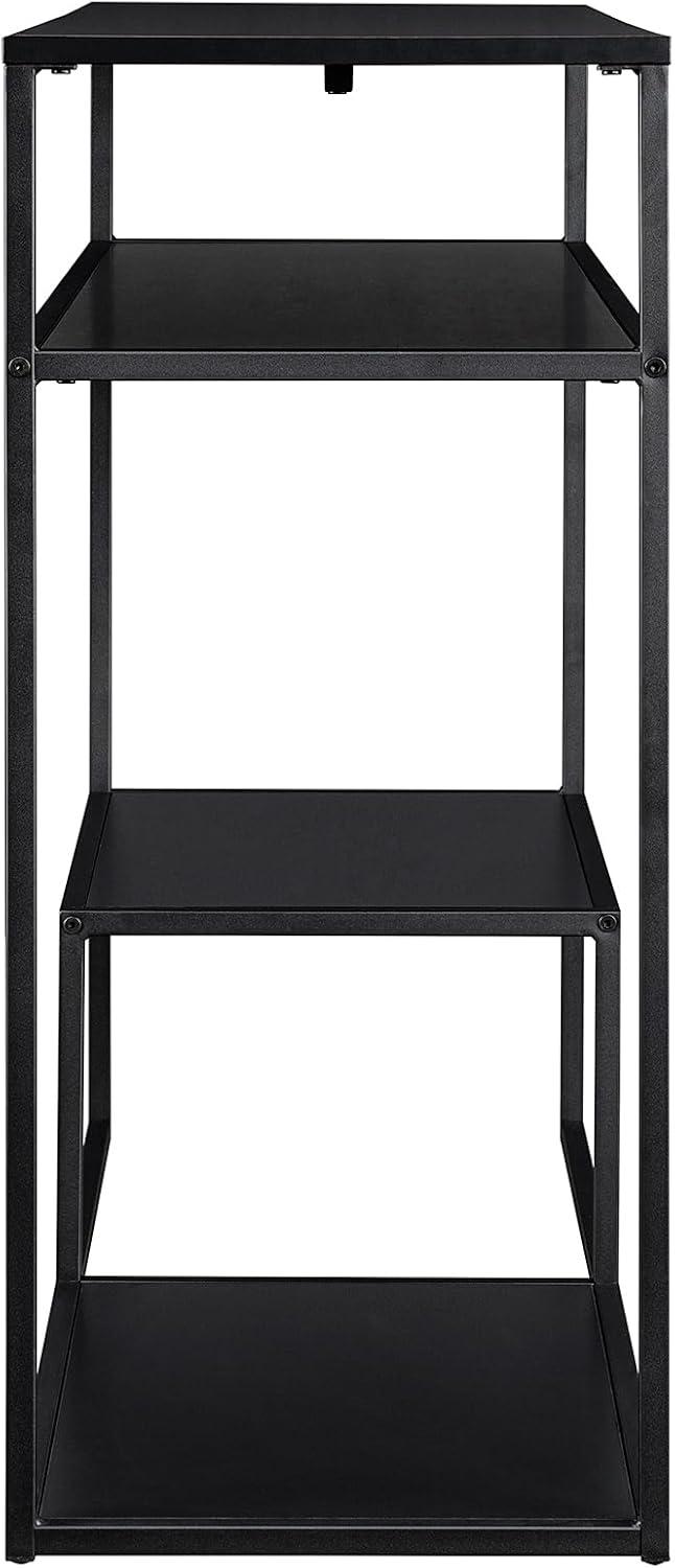 42" Metal and Wood Console Table with Tiered Shelves - Black