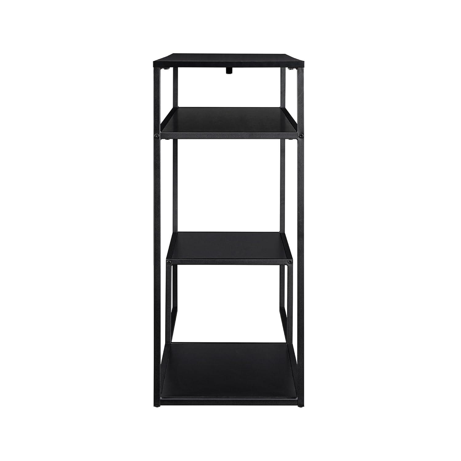 42" Metal and Wood Console Table with Tiered Shelves - Black