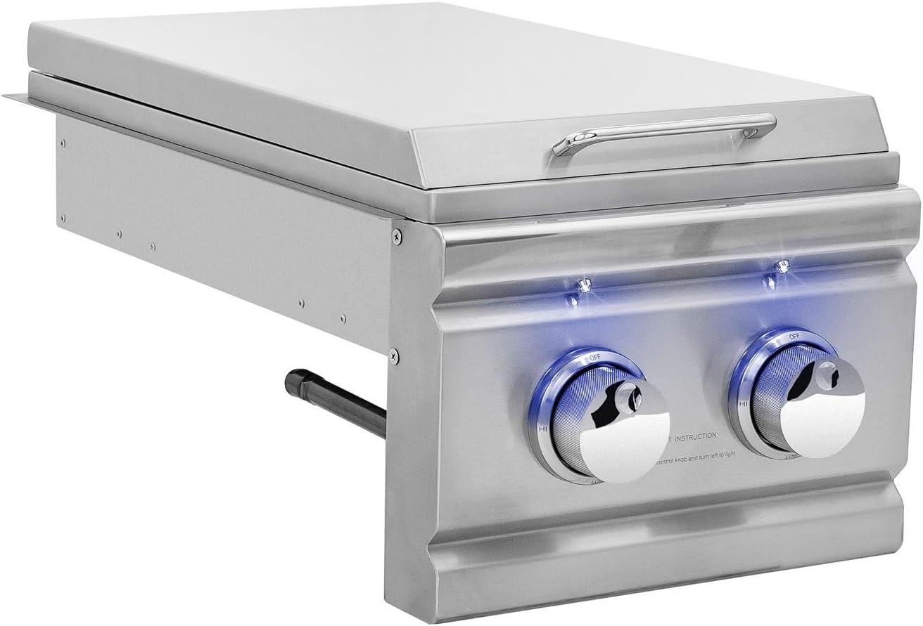 Stainless Steel Natural Gas Double Side Burner with LED Illumination